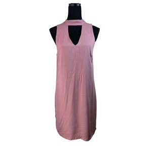 WAYF Shift Dress Dusty Pink High Neck Sleeveless Size S Boho